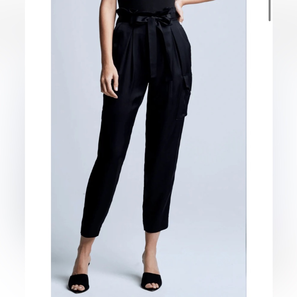 L’AGENCE Roxy Paperbag Satin Pants size 0 Black NWT